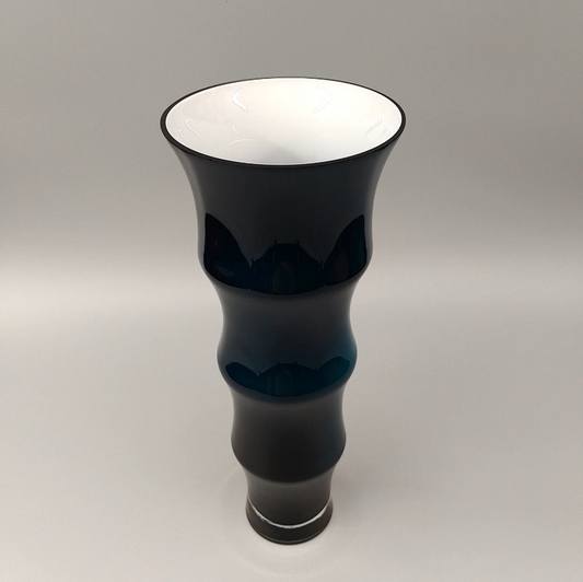 Vintage Blue Bamboo Art Glass Vase 1960s — Mid Century Modern Scandinavian Style | Excellent Condition | Rare Find